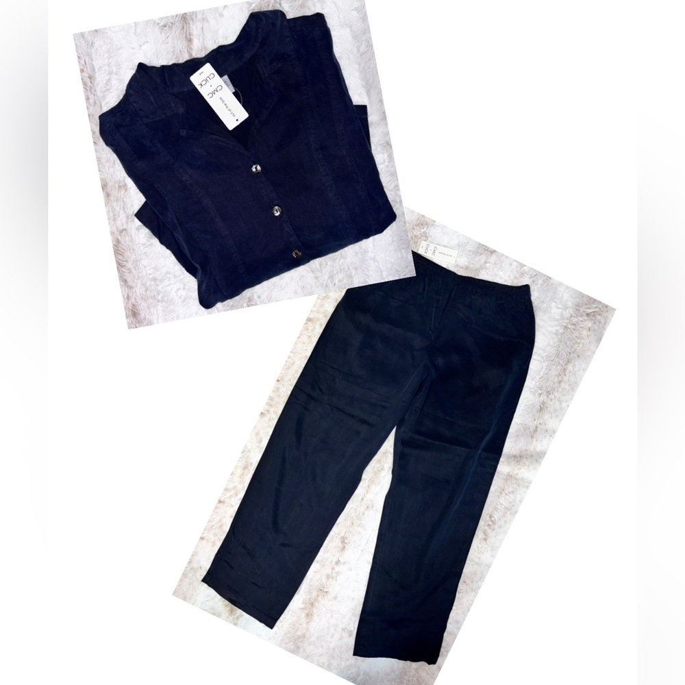CMC Color Me Cotton Black Pant & Top Set Large NWT